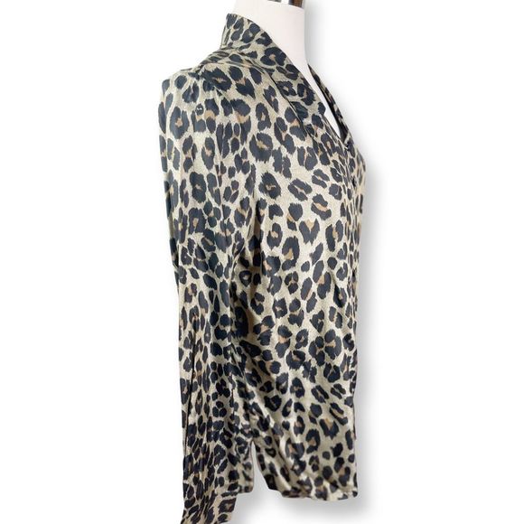 Vintage 100% Silk Oversized Leopard Print Oversized Womens Shirt/Blouse - Picture 4 of 6
